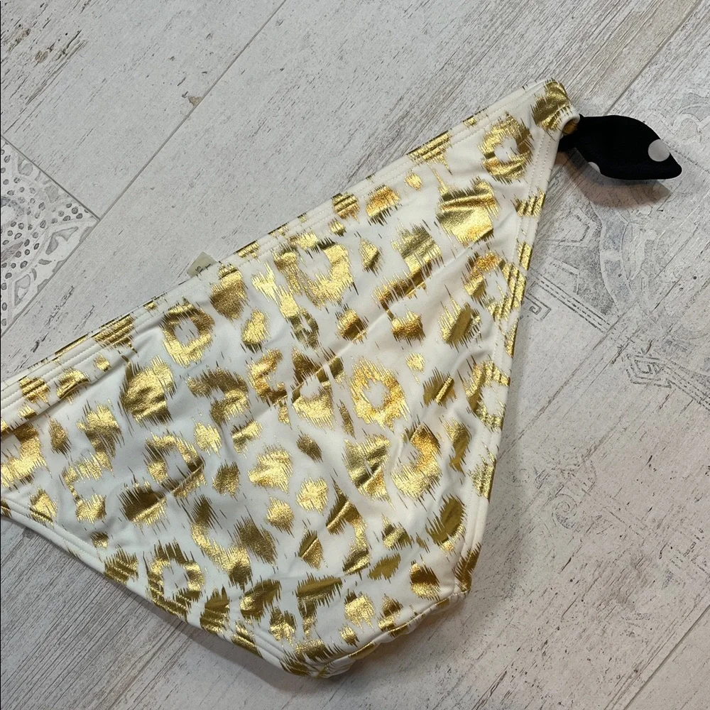Victorias Secret Gold Foil Anima Print Bikini Bottoms Size Large